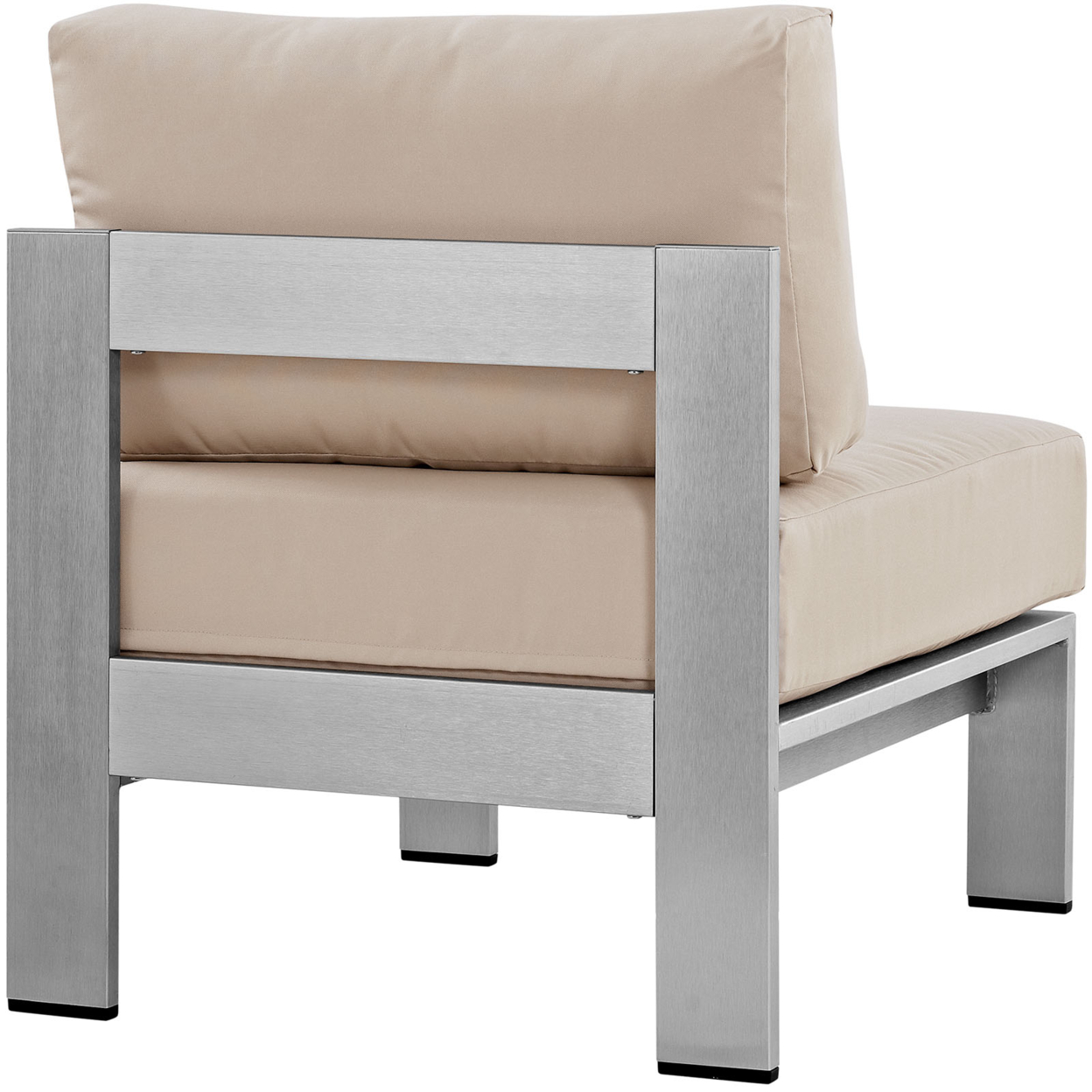 Silver Beige Shore Armless Outdoor Patio Aluminum Chair