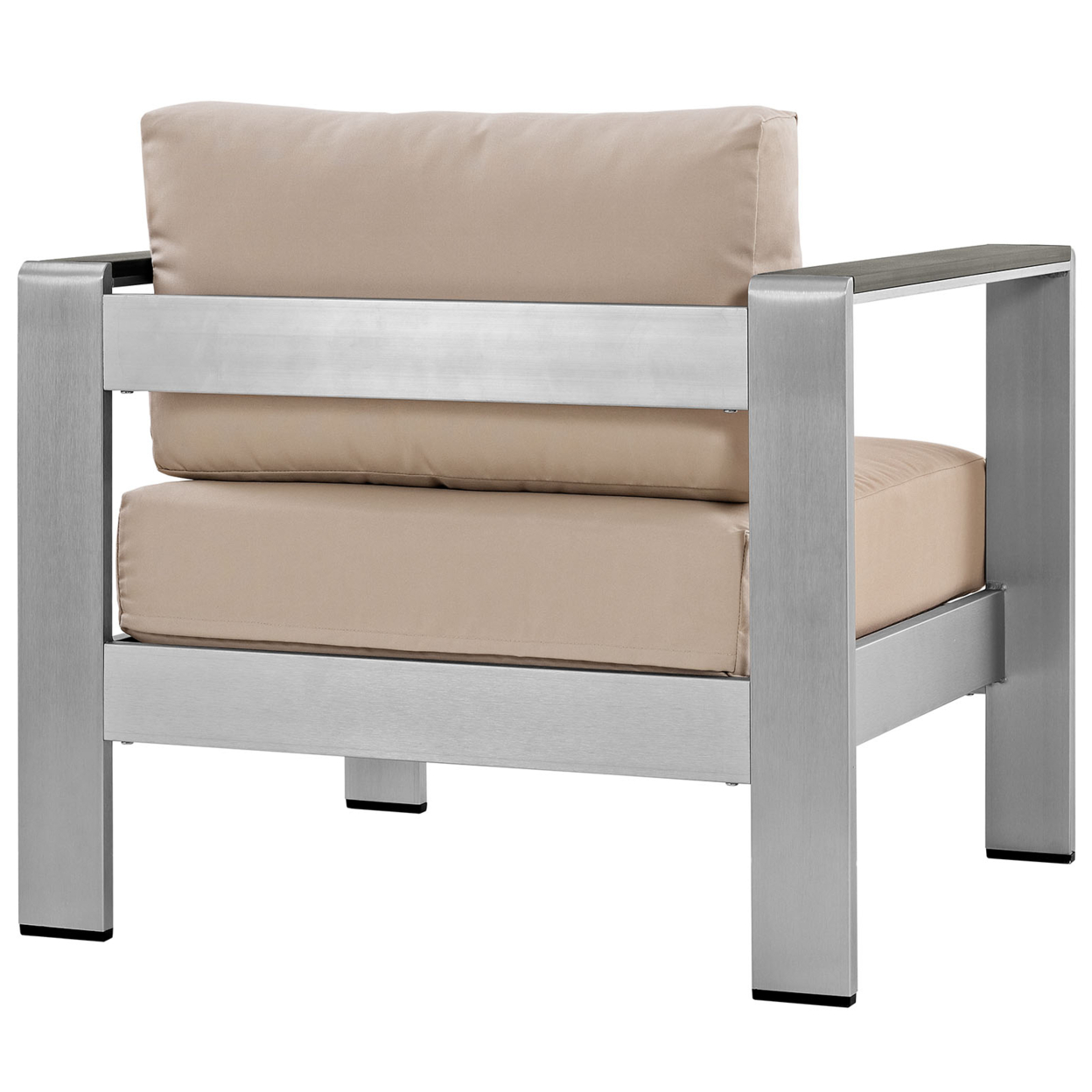 Silver Beige Shore Outdoor Patio Aluminum Armchair