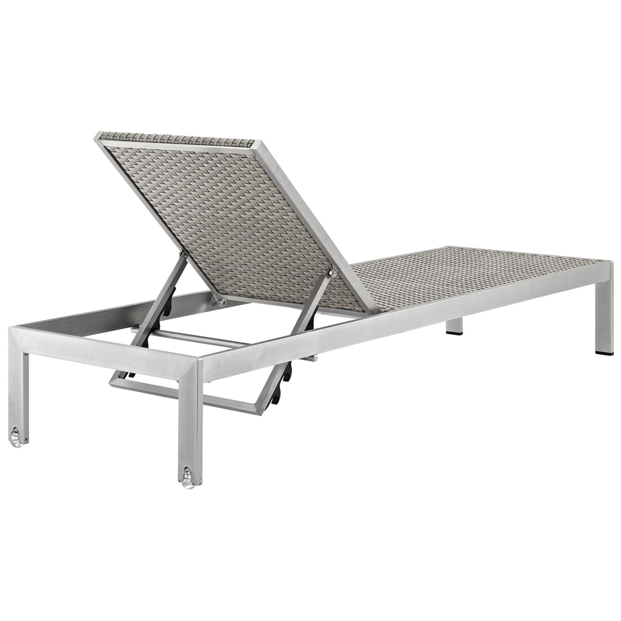 Silver Gray Shore Outdoor Patio Aluminum Chaise, EEI-2250-SLV-GRY