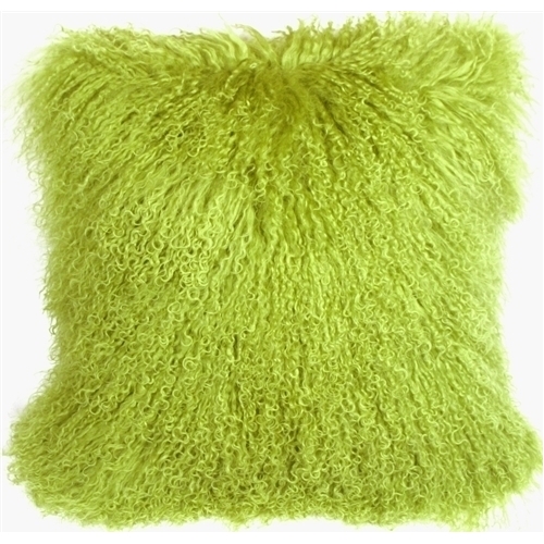 Pillow Decor - Mongolian Sheepskin Green Throw Pillow