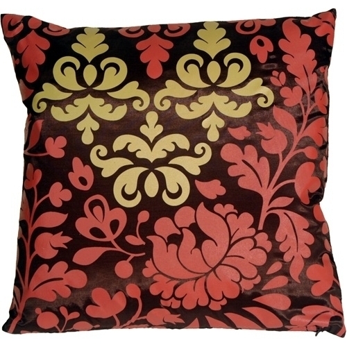 Pillow Decor - Bohemian Damask Brown, Red And Ocher Throw Pillow