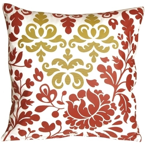 Pillow Decor - Bohemian Damask Red, White And Ocher Throw Pillow
