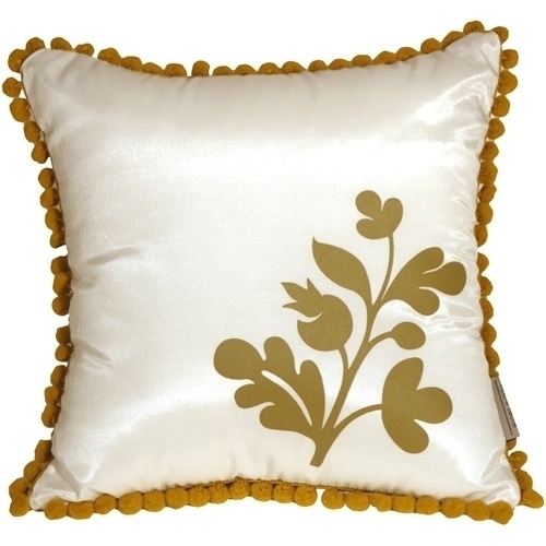Pillow Decor - Bohemian Blossom White And Ocher Throw Pillow