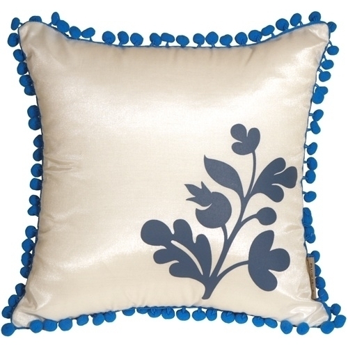 Pillow Decor - Bohemian Blossom White And Blue Throw Pillow
