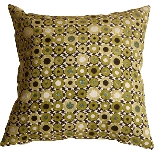 Pillow Decor - Houndstooth Spheres 18x18 Green Throw Pillow