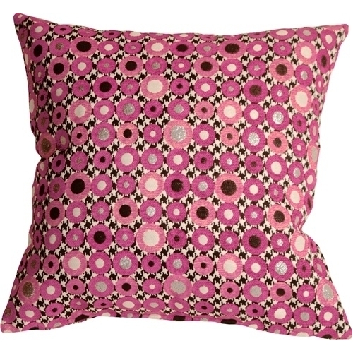 Pillow Decor - Houndstooth Spheres 18x18 Pink Throw Pillow
