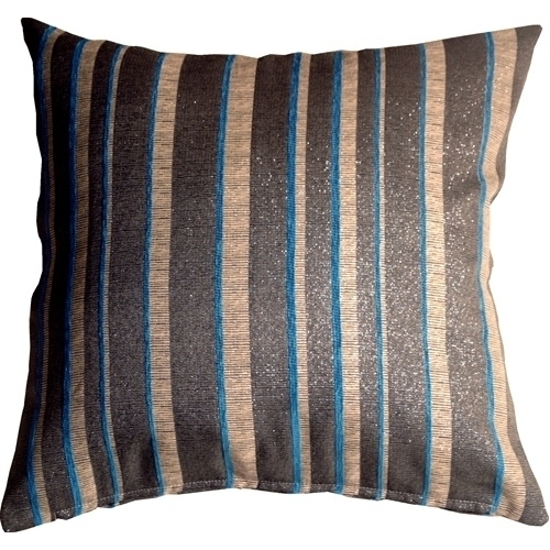 Pillow Decor - Glitter Stripes 20x20 Blue And Gray Throw Pillow