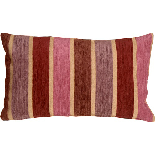 Pillow Decor - Savannah Stripes 12x20 Pink Purple Chenille Throw Pillow