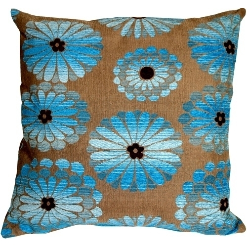 Pillow Decor - Shasta Blue Floral Throw Pillow