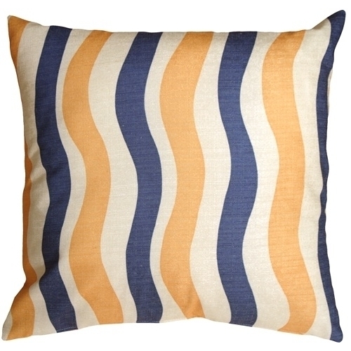 Pillow Decor - Country Stripes Blue And Yellow 20x20 Throw Pillow