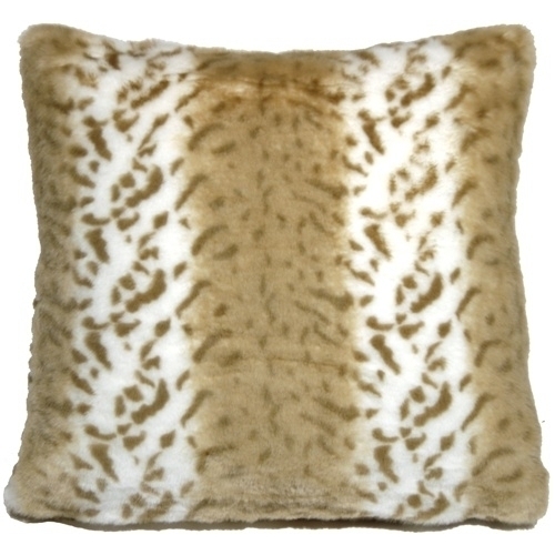 Pillow Decor - Tawny Lynx Faux Fur 20x20 Throw Pillow