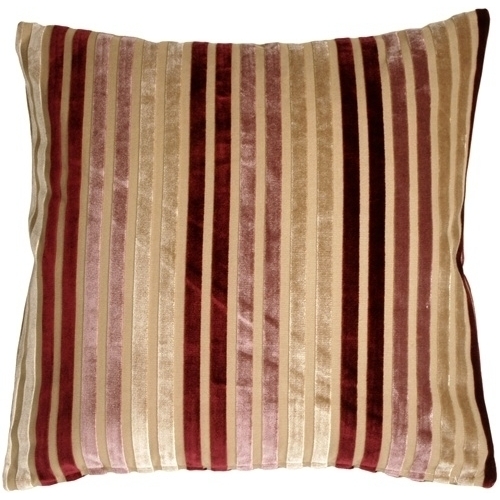 Pillow Decor - Velvet Multi Stripes Mauve 20x20 Throw Pillow