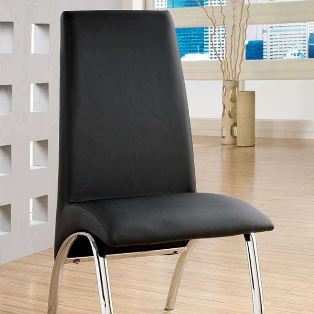 Glenview Contemporary Side Chair, Black Finish Set Of 2- Saltoro Sherpi
