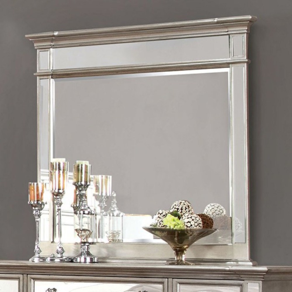 Salamanca Contemporary Style Mirror , Silver- Saltoro Sherpi