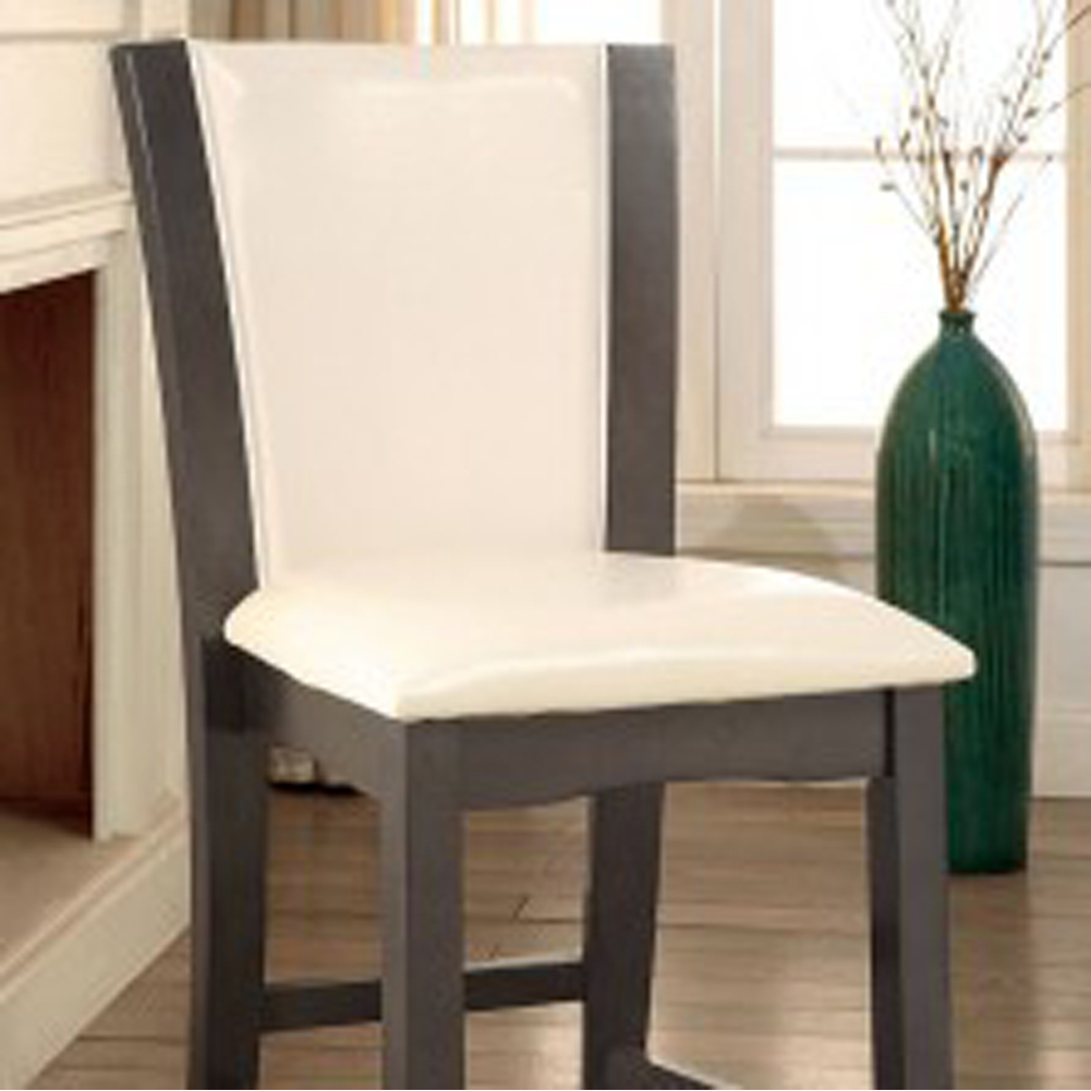 Manhattan III Contemporary Counter Height Chair With White, Gray Finish, Set Of 2- Saltoro Sherpi