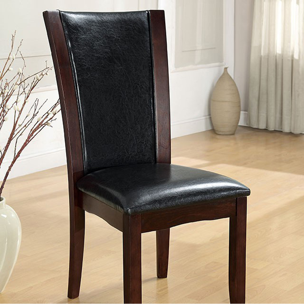Parson Style Leatherette Wooden Side Chair, Set Of 2, Cherry Brown- Saltoro Sherpi