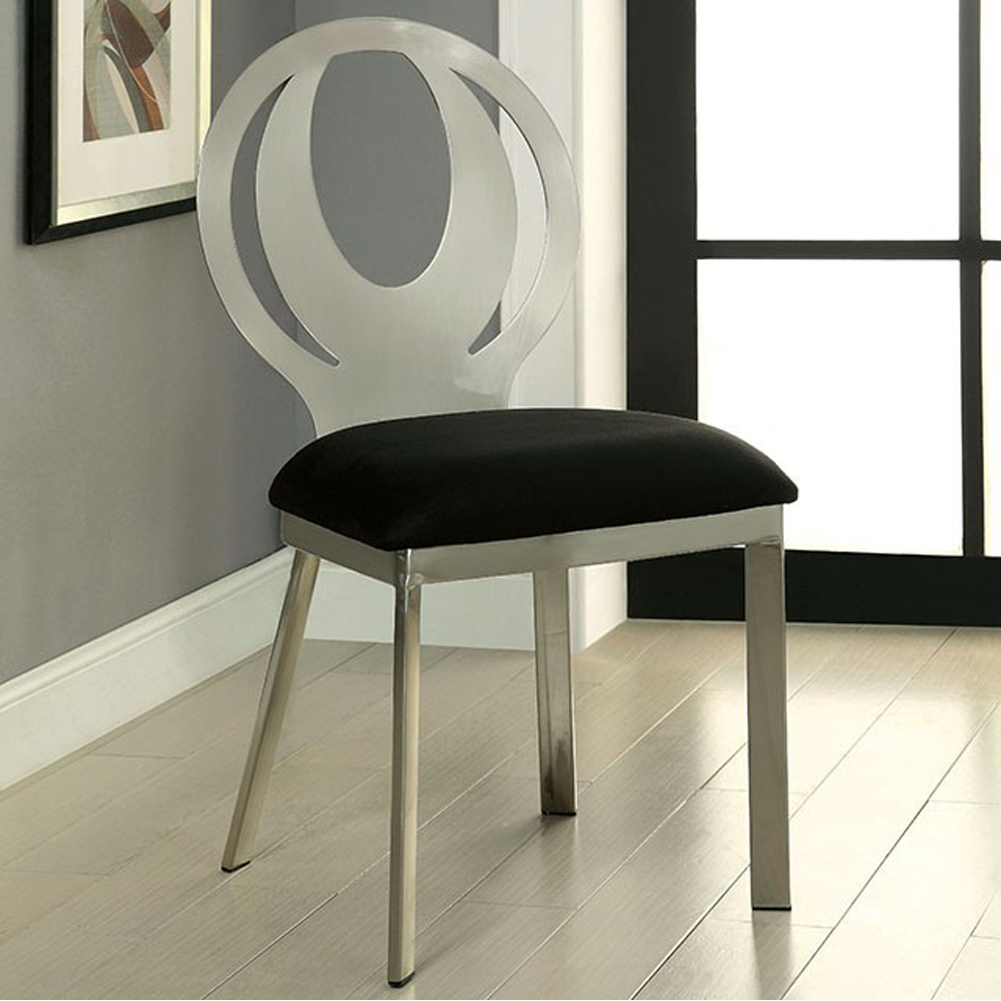Orla Contemporary Side Chair With Black Microfabric Seat, Set Of 2- Saltoro Sherpi