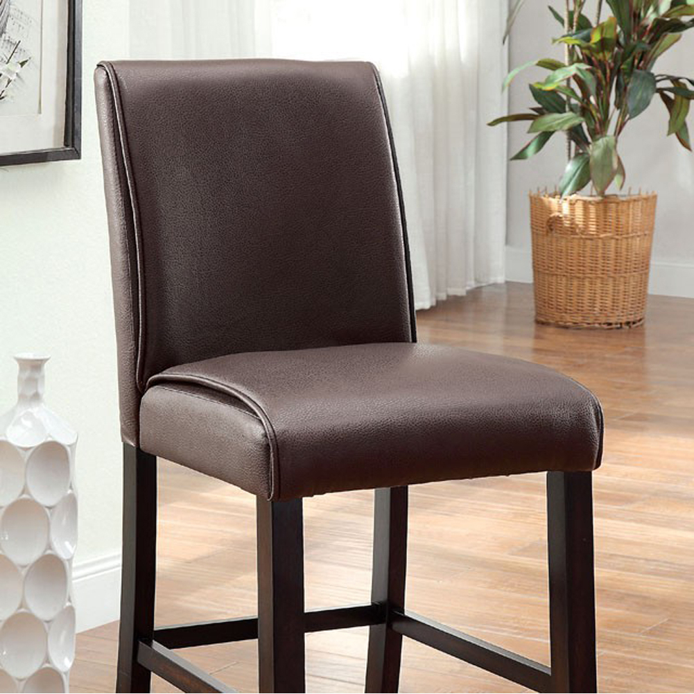 Gladstone II Contemporary Counter Height Chair, Dark Walnut Finish, Set Of 2- Saltoro Sherpi