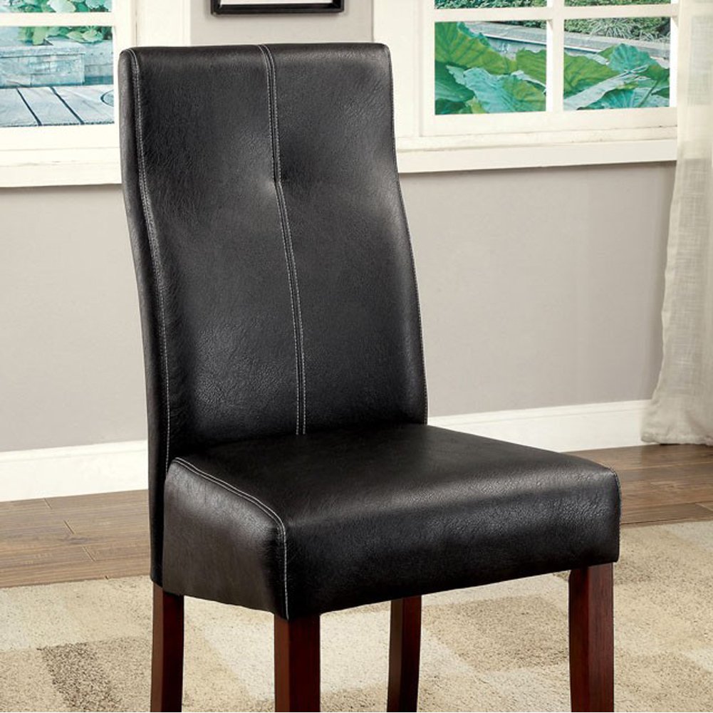 Bonneville I Contemporary Side Chair With Black Pu, Set Of 2- Saltoro Sherpi