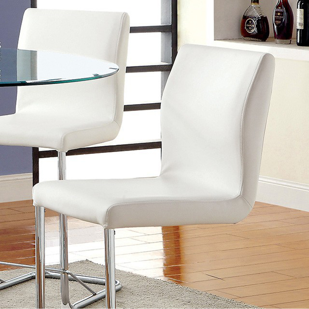 Lodia II Contemporary Counter Height Chair Withvwhite Pu, Set Of 2- Saltoro Sherpi