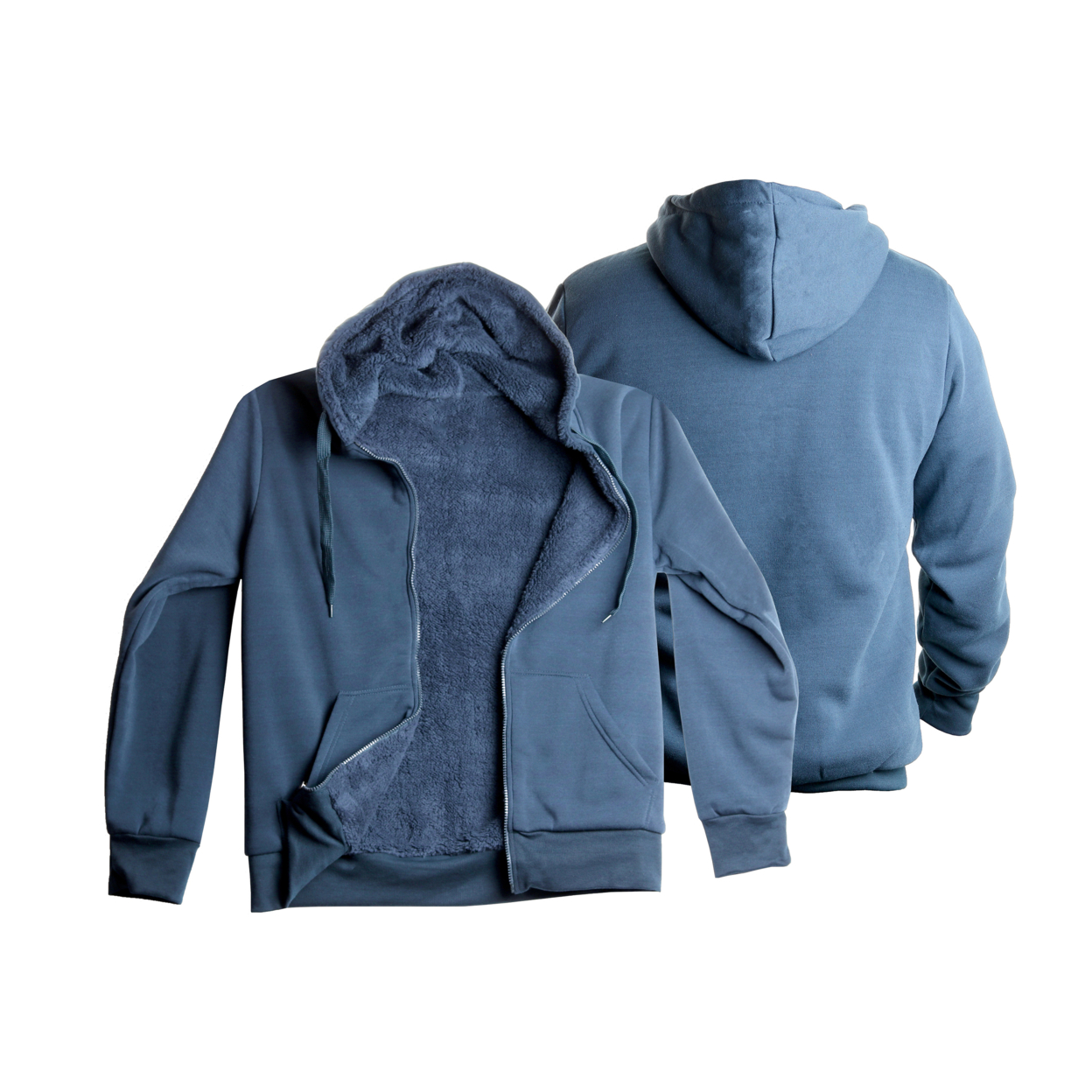 Men's Heavyweight Sherpa-Lined Fleece Hoodies - Blue, Medium