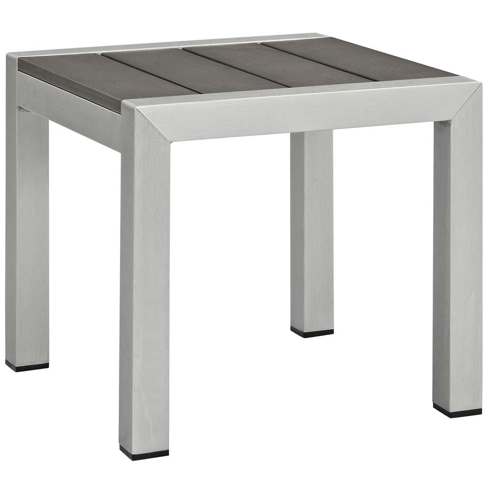 Silver Gray Shore Outdoor Patio Aluminum Side Table