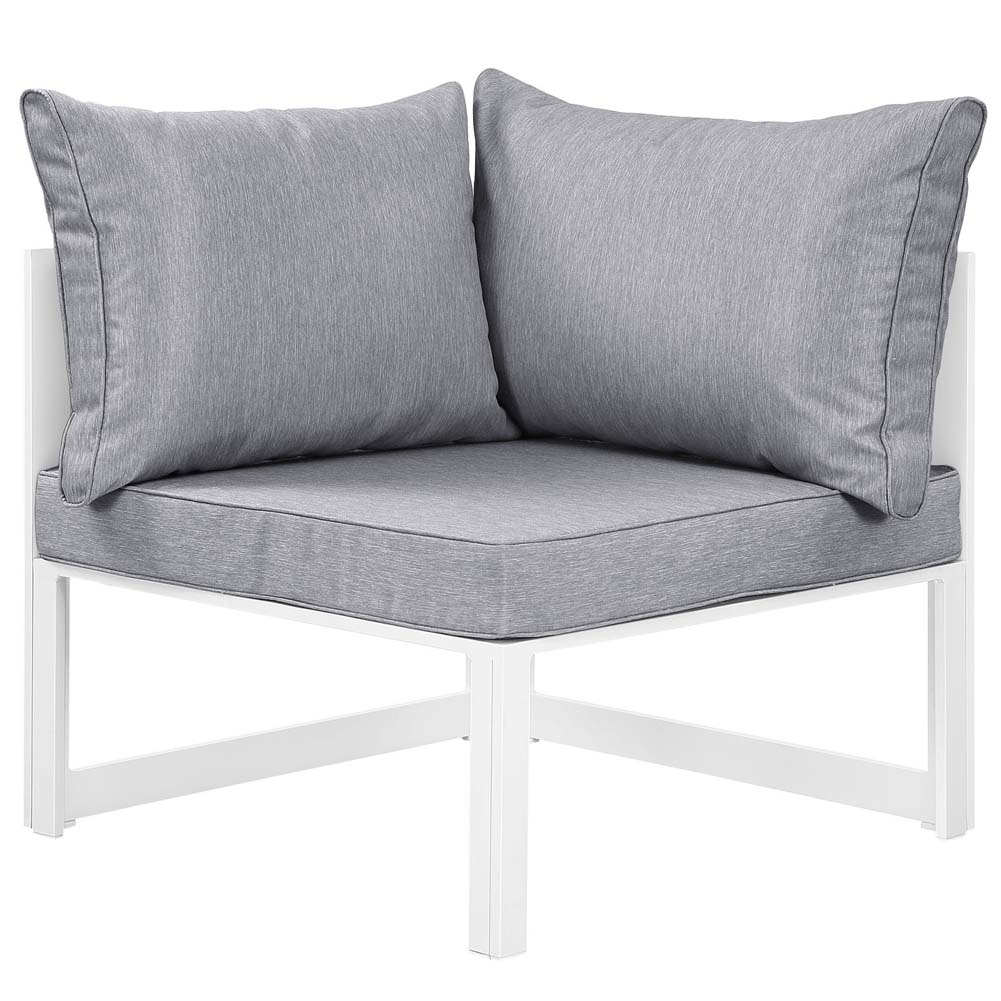 White Gray Fortuna Corner Outdoor Patio Armchair