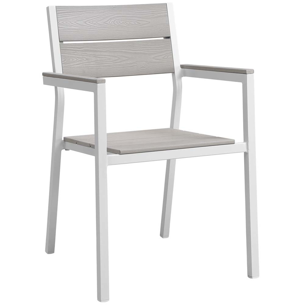 White Light Gray Maine Dining Outdoor Patio Armchair