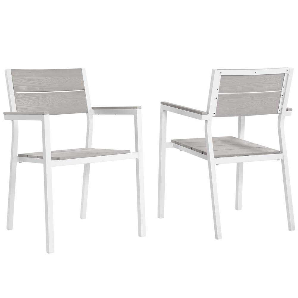 White Light Gray Maine Dining Armchair Outdoor Patio Set Of 2