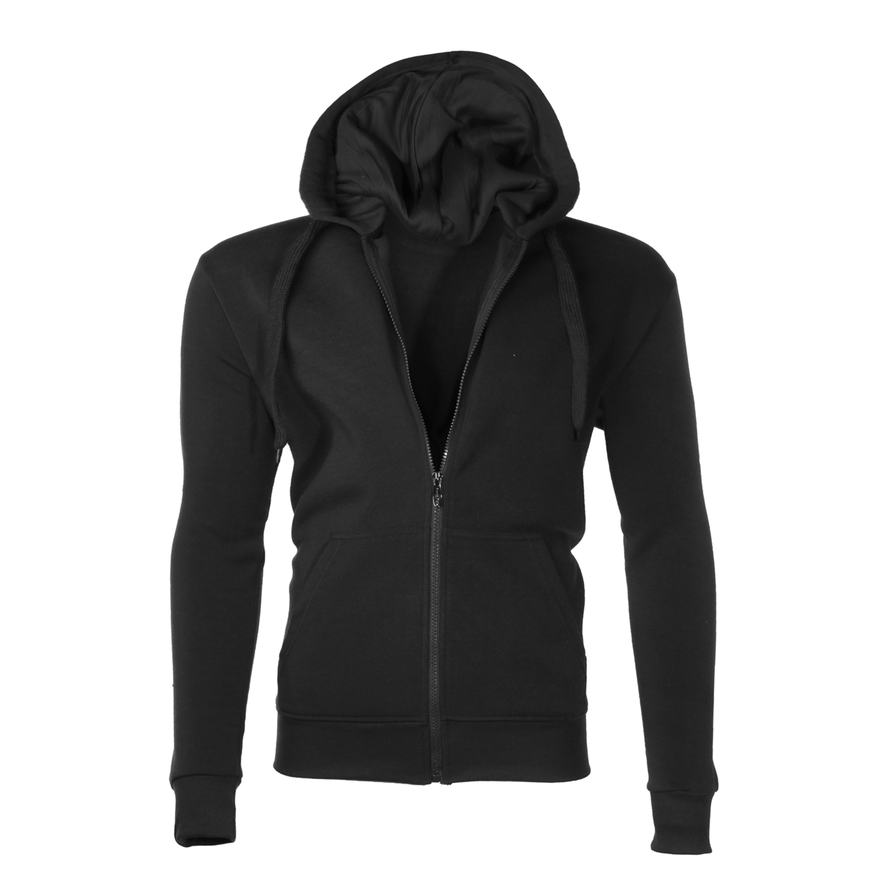 Men's Moisture Wicking Fleece-Lined Full-Zip Up Hoodie (S-XXL) - Black, Medium