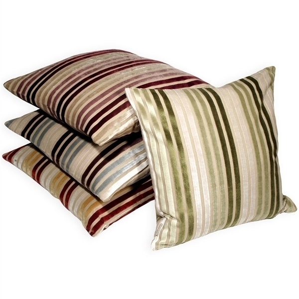 Pillow Decor - Velvet Multi Stripes Mauve 20x20 Throw Pillow
