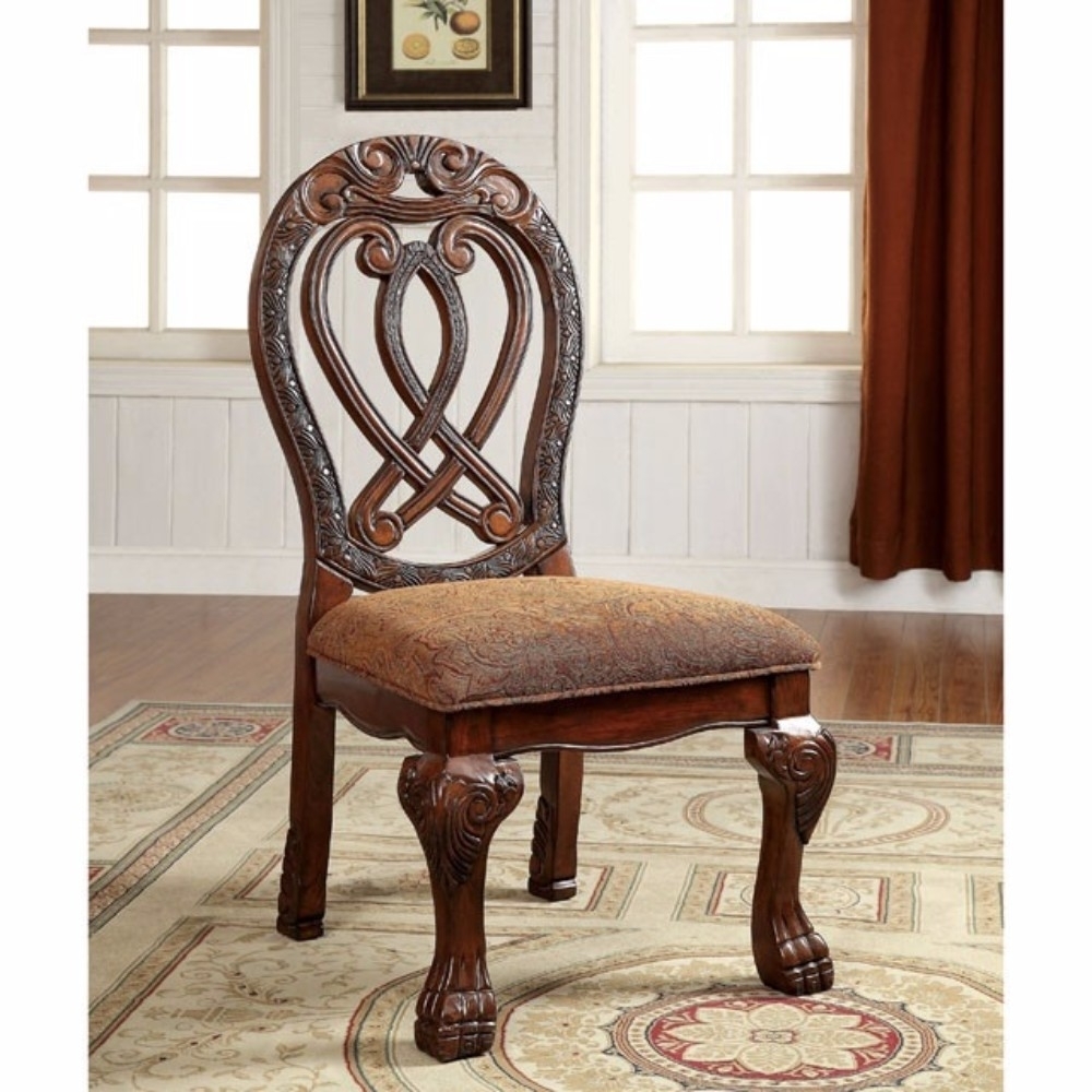 Wyndmere Traditional Side Chair, Cherry Finish, Set Of 2- Saltoro Sherpi