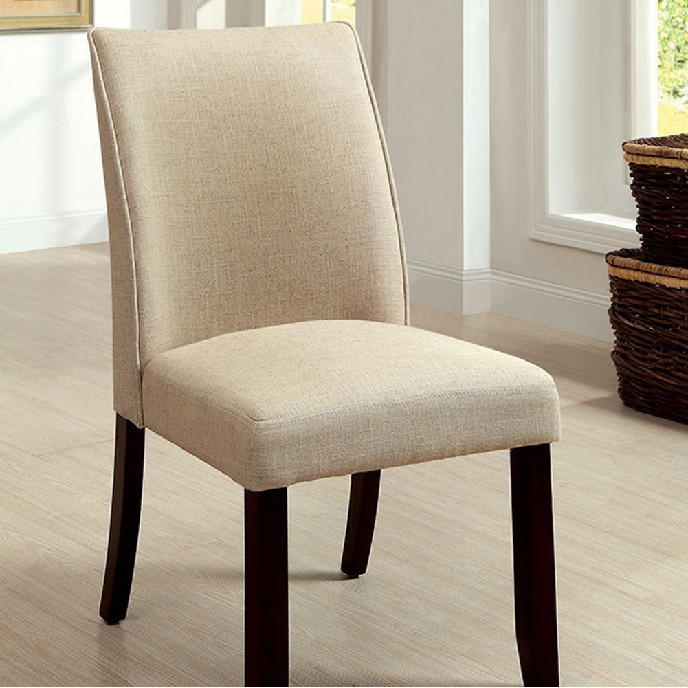 Cimma Contemporary Side Chair Withivory Flax Fabric - Set Of 2- Saltoro Sherpi