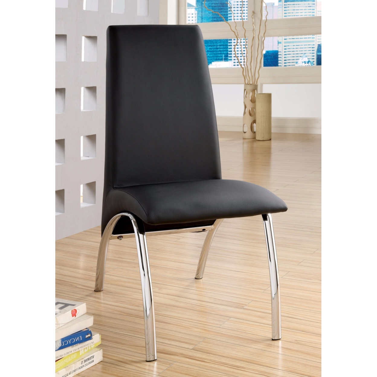 Glenview Contemporary Side Chair, Black Finish Set Of 2- Saltoro Sherpi