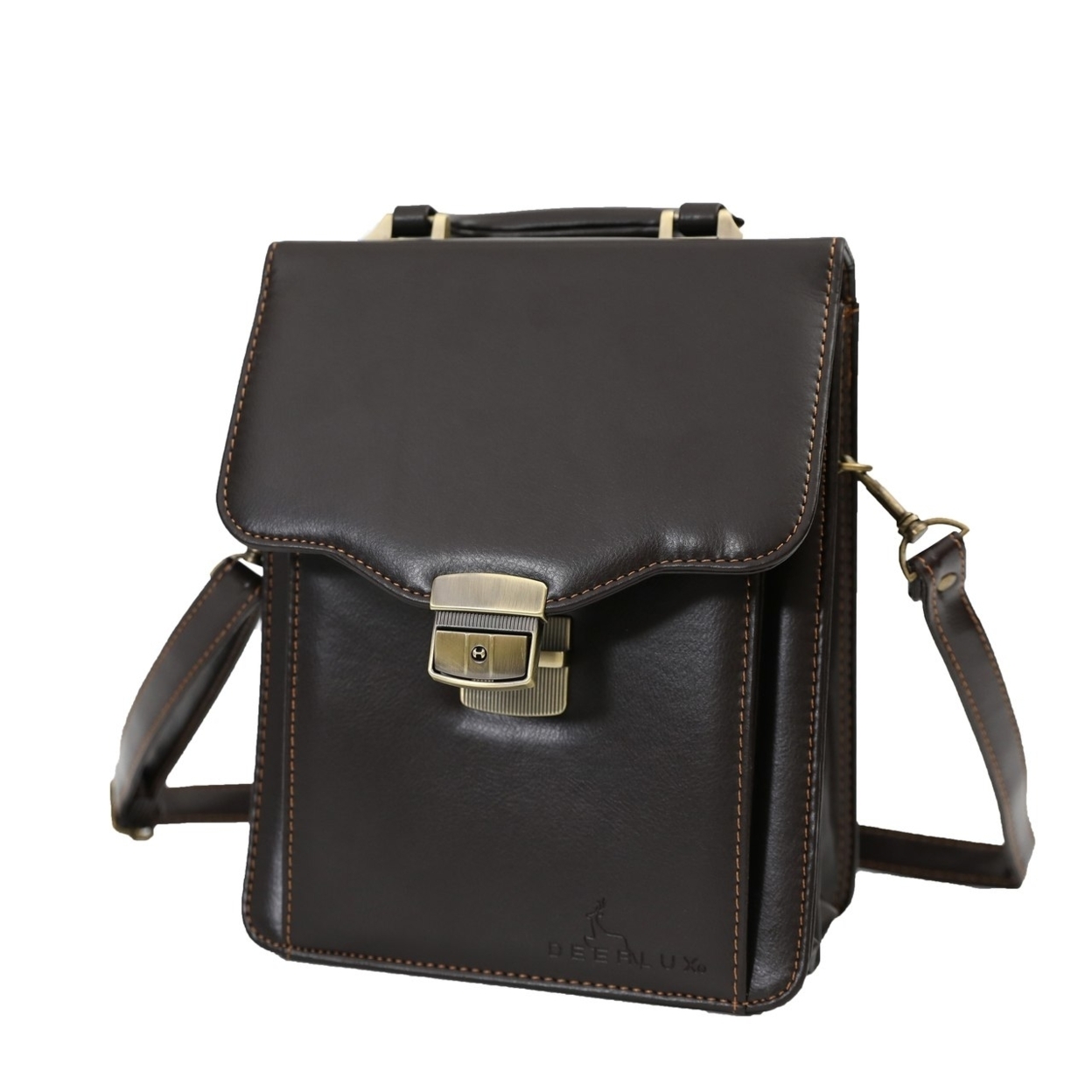 Small Brown Leather Messenger Bag-Business Briefcase Tablet Bag