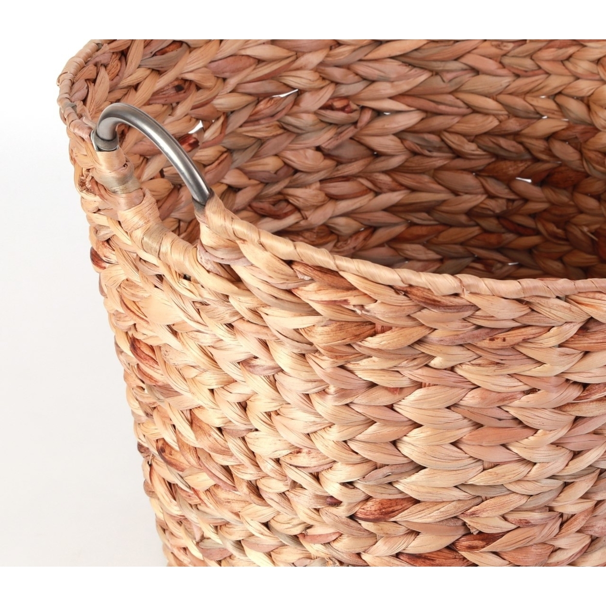 Large Round Water Hyacinth Wicker Laundry Basket