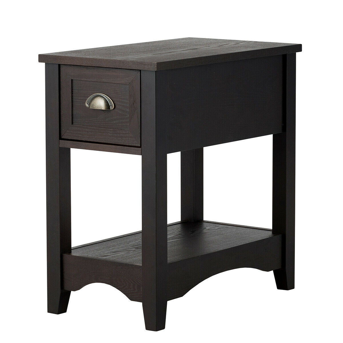 Contemporary Chair Side End Table Compact Table W/ Drawer Nightstand Espresso/Tawny/Walnut - Reddish Brown