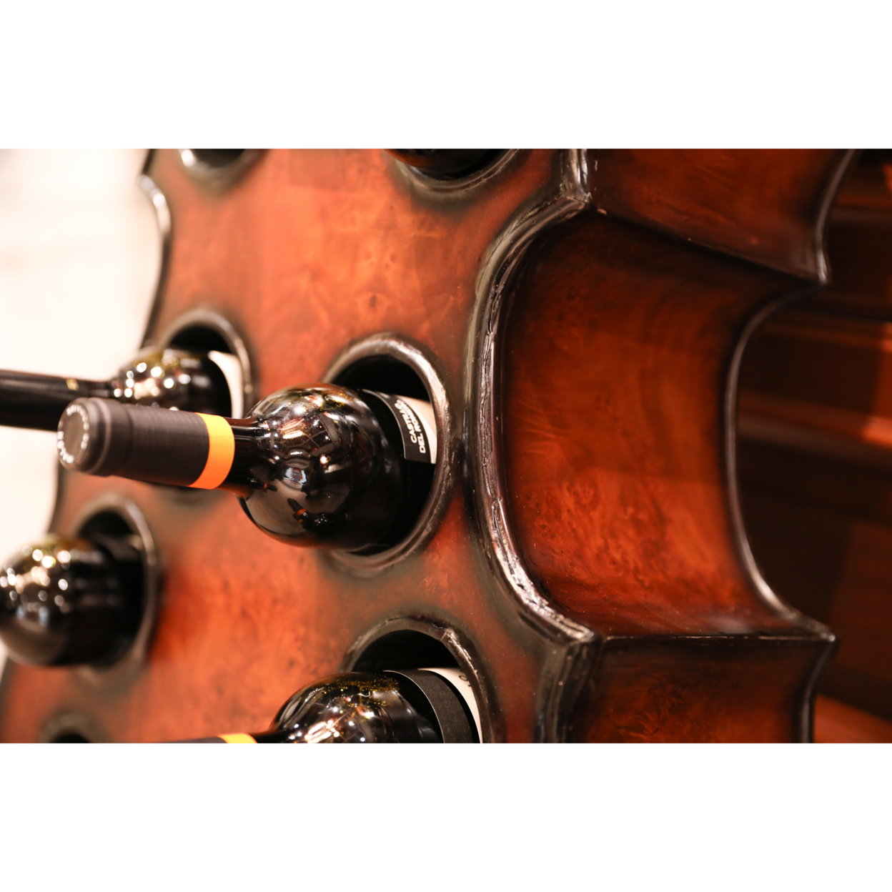 Wooden Violin Shaped Wine Rack-10 Bottle Decorative Wine Holder