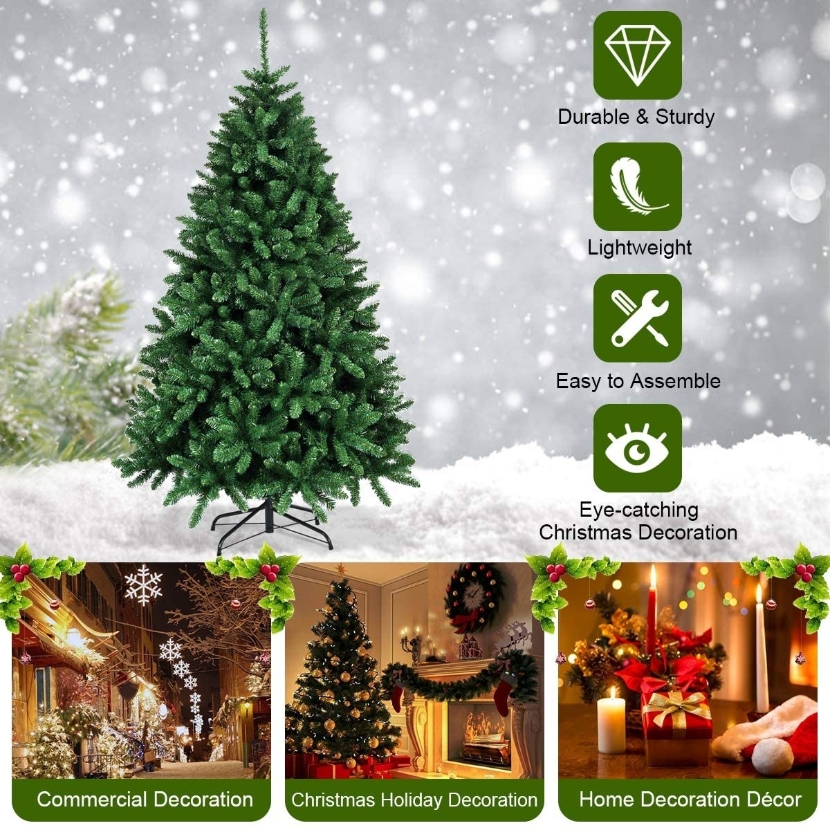 6ft/7.5ft/9ft Christmas Tree Premium PVC Needles Douglas Full Fir Tree - Green, 7.5ft