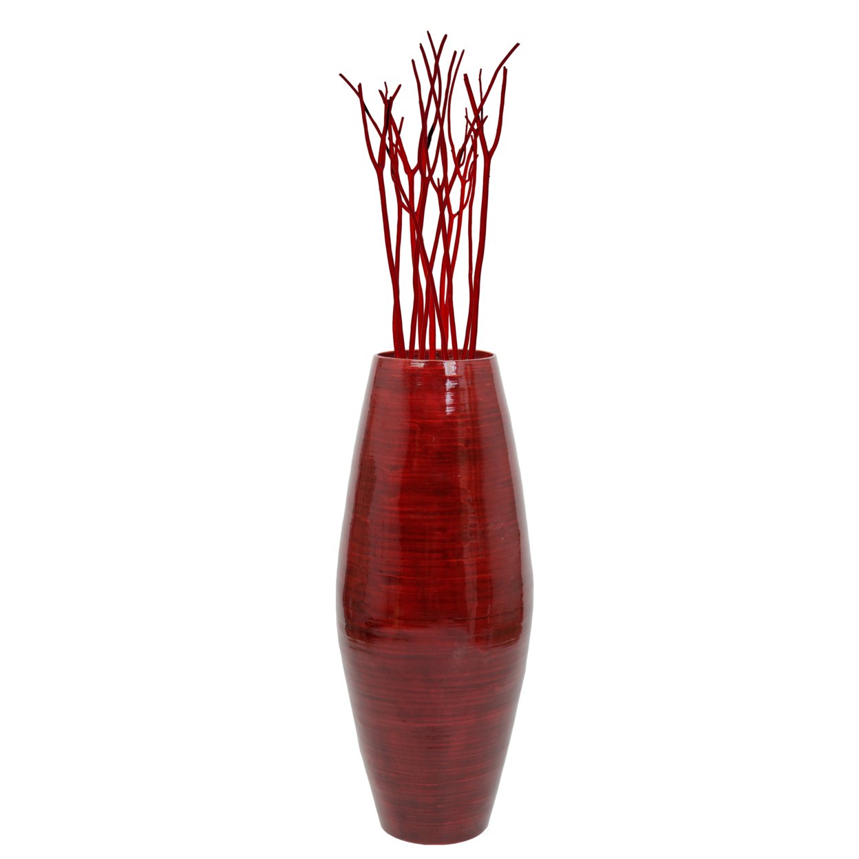 Uniquewise Bamboo Cylinder Shaped Floor Vase - Handcrafted Tall Decorative Vase - Ideal For Dining Room, Living Room, And Entryway - Natural