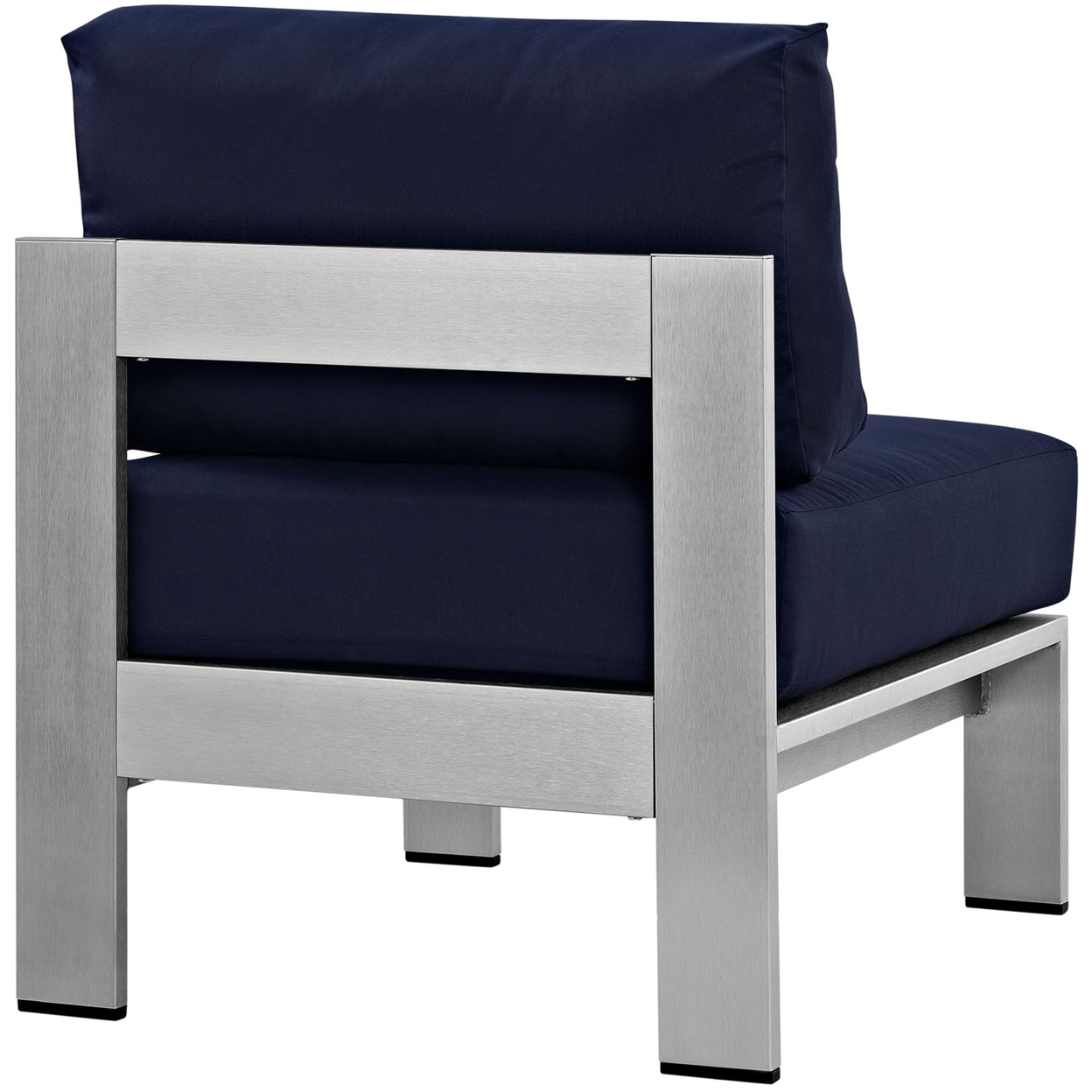 Silver Navy Shore Armless Outdoor Patio Aluminum Chair