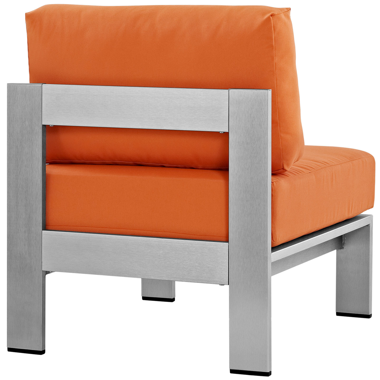 Silver Orange Shore Armless Outdoor Patio Aluminum Chair