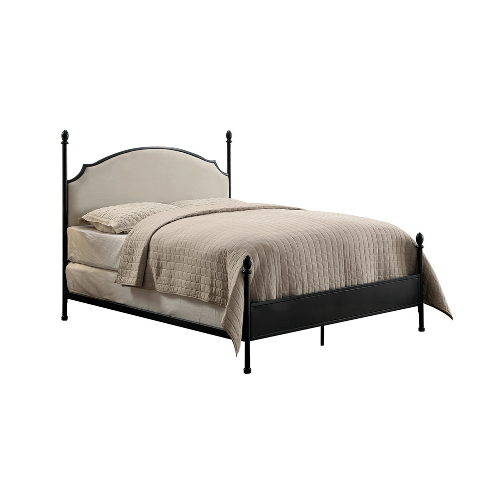 Transitional Twin Size Metal Bed, Black- Saltoro Sherpi