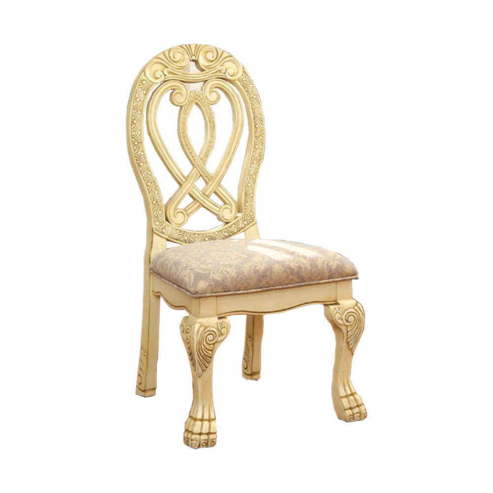 Wyndmere Traditional Side Chair, Cream Finish, Set Of 2- Saltoro Sherpi