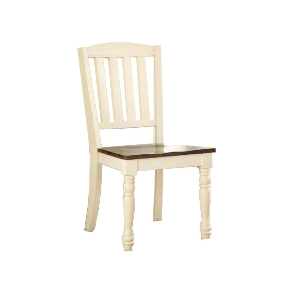 Harrisburg Cottage Side Chair, White & Dark Oak Finish, Set Of 2- Saltoro Sherpi