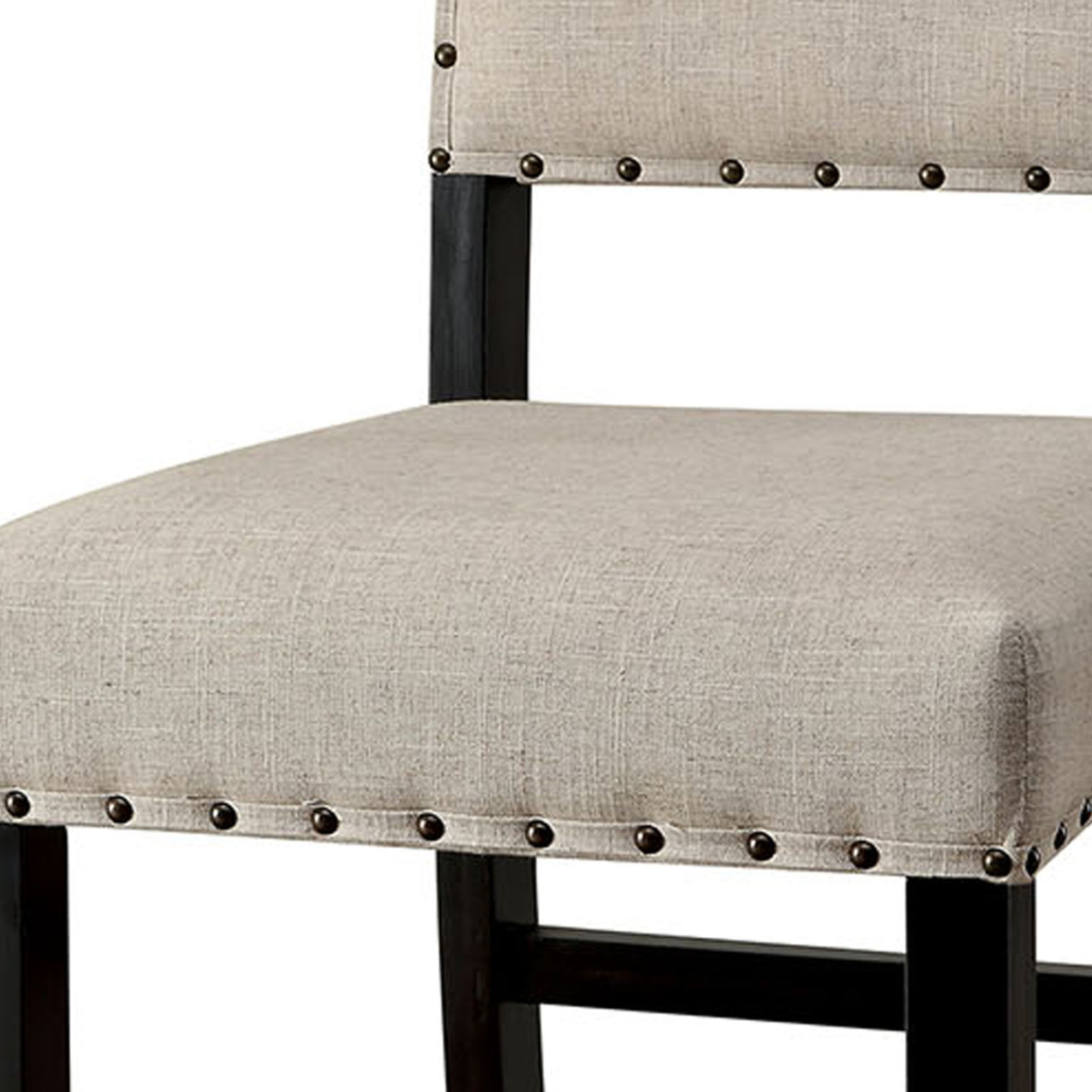 SANIA II Rustic Bar Chair In Ivory Linen, Cream, Set Of 2- Saltoro Sherpi