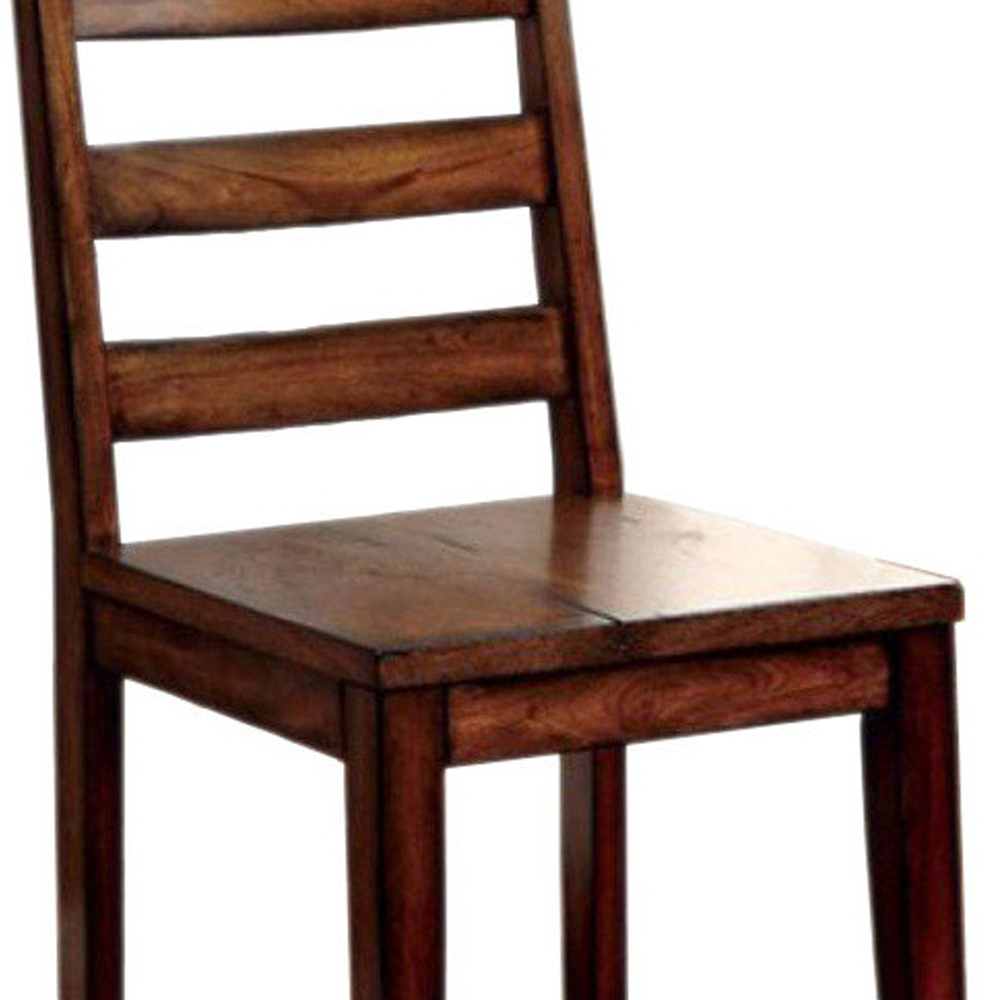 Transitional Wooden Side Chair With Ladder Style Back, Set Of 2, Oak Brown - Saltoro Sherpi