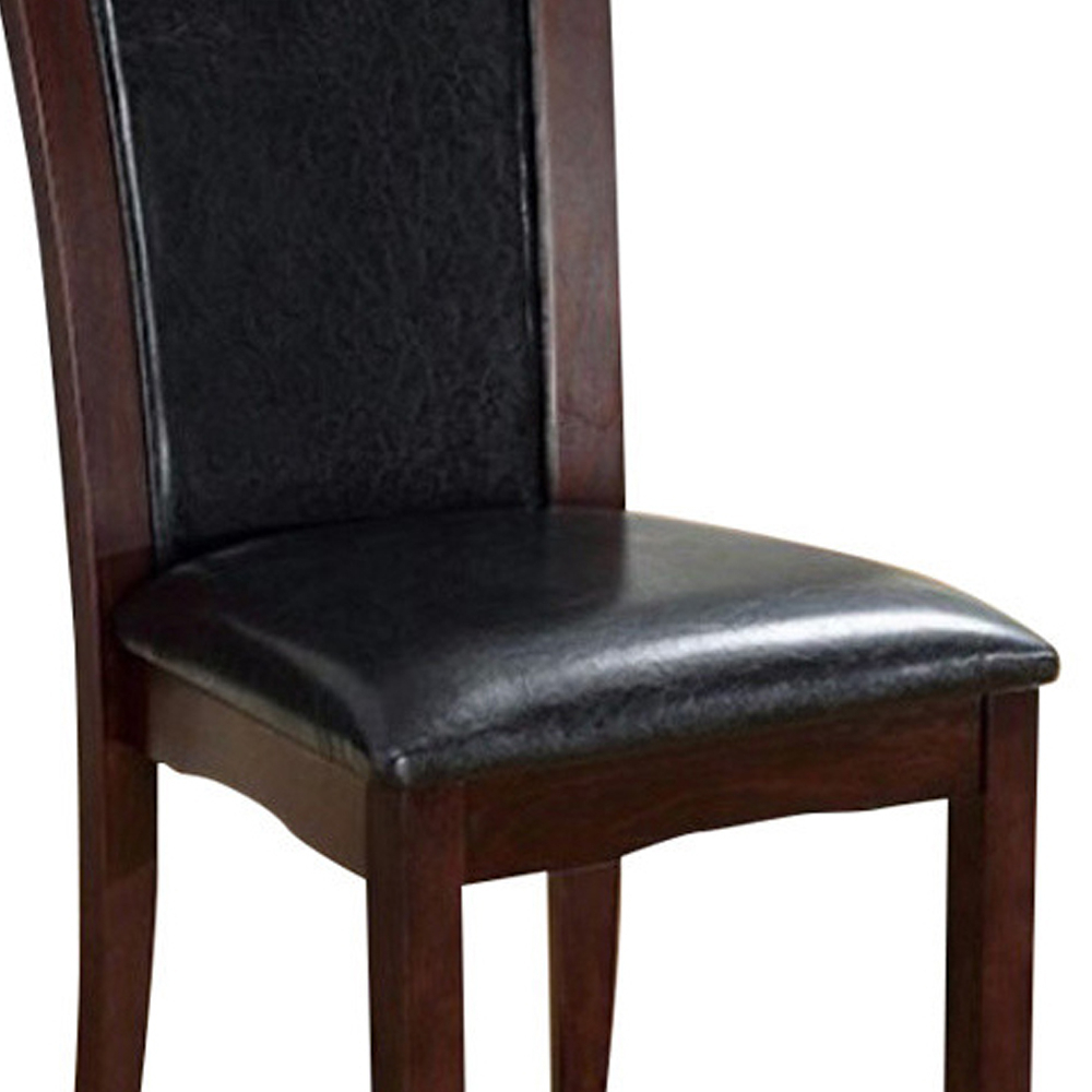 Parson Style Leatherette Wooden Side Chair, Set Of 2, Cherry Brown- Saltoro Sherpi