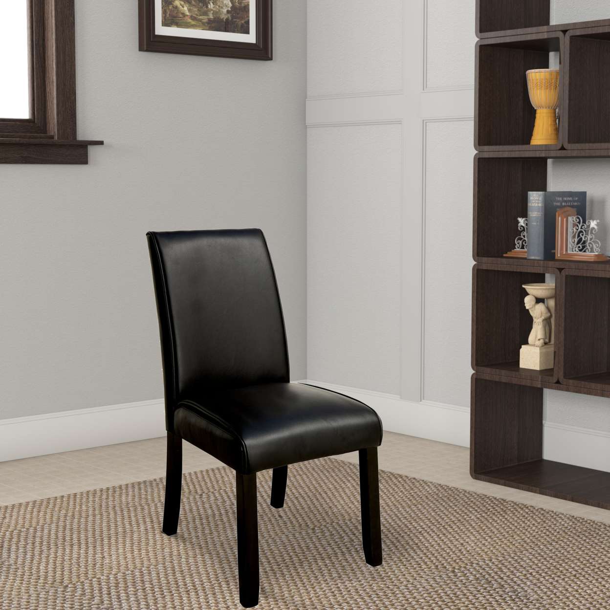 Grandstone I Contemporary Side Chair With Black Finish, Set Of 2- Saltoro Sherpi
