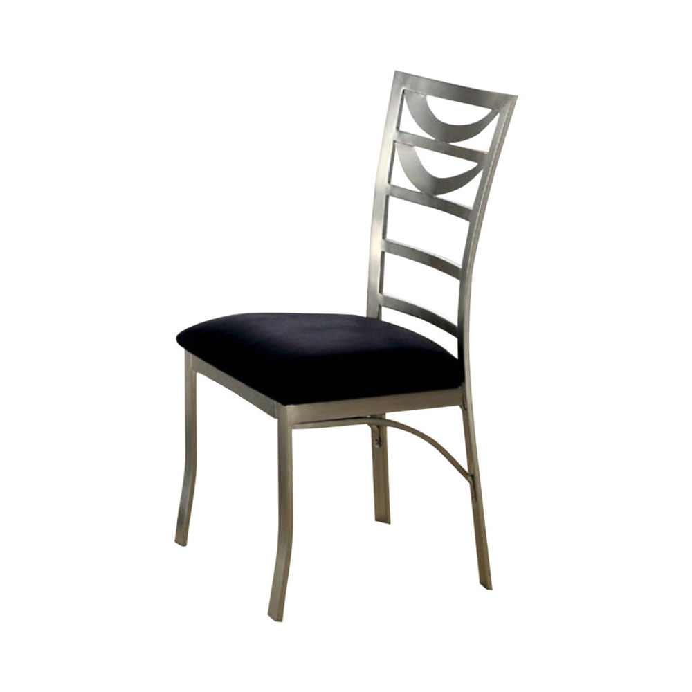 Roxo Contemporary Side Chair With Black Micro Fabric Cushion, Set Of 2- Saltoro Sherpi